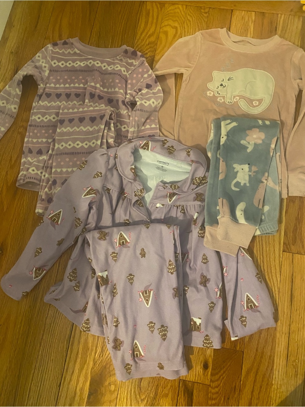 Girls Purple and Pink Cozy Pajama Set with Playful Prints